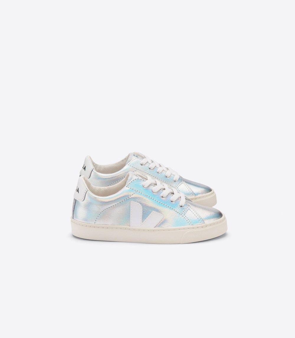 Veja Sneakers Barn - Esplar Lace Läder Unicorn - Silver/Vita - 264830-BNM